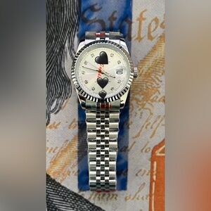 36mm Luxury Style Automatic Stainless Steel Watch Silver Dial Diamonds